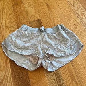 Grey patterned Lululemon running shorts